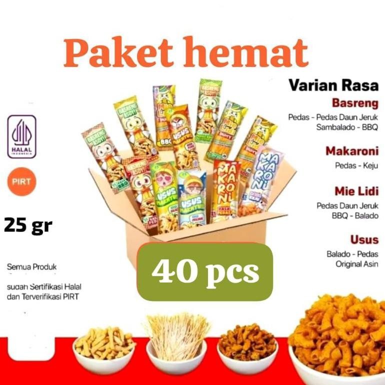 

g-24 Grosir camilan 40 pcs & 20 pcs campur @25 gr Hemat