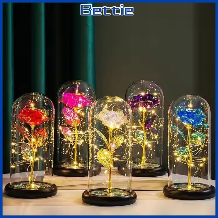 Bettie Lampu Led Mawar Gift Box Bunga Mawar Kamar Tidur Aesthetic Malam Hias Kamar Akrilik Flower
