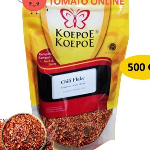 

Koepoe Kupu Chili Flakes / Crushed / Cabe Cacah Bubuk Kasar / 500 Gr