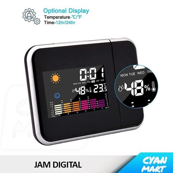 

Jam Meja Digital Alarm Kalender Proyektor Color LED Projection Clock CS