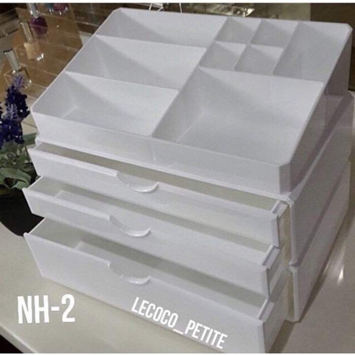 Terbaru - Acrylic Akrilik Tempat Makeup Organizer Drawer Nh Skincare Aksesoris