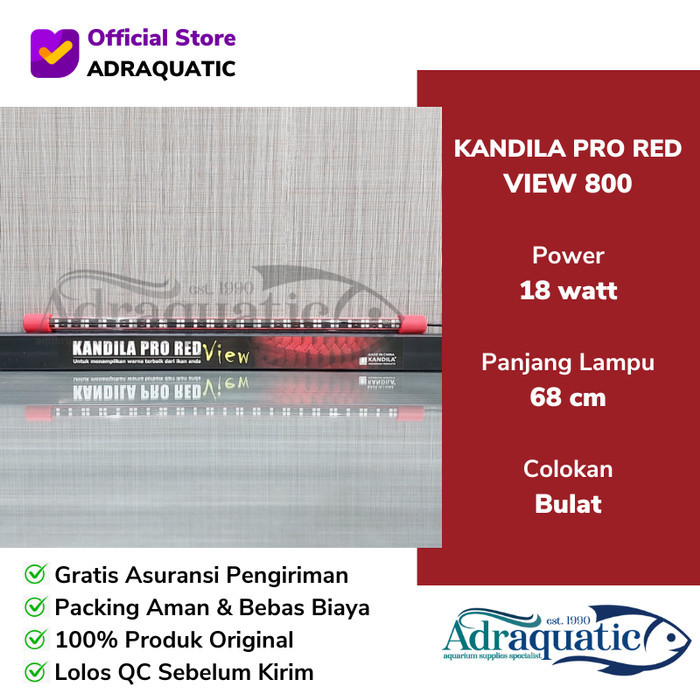 Kandila Pro Red View 800 Led Lampu Arwana Aquarium Lamp Celup Tanning
