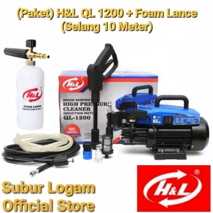 (Paket) QL 1200 + Foam Lance + Selang 10 Meter HL Jet Cleaner Steam