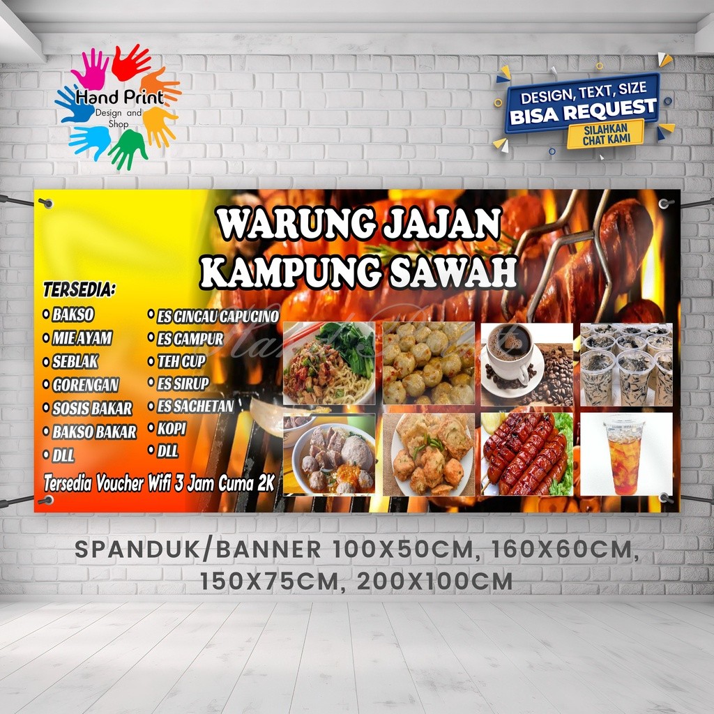 Spanduk Banner MMT Sate Seafood Bakar Sosis Dan Bakso Bakar Seblak Cilok Makanan Pedas