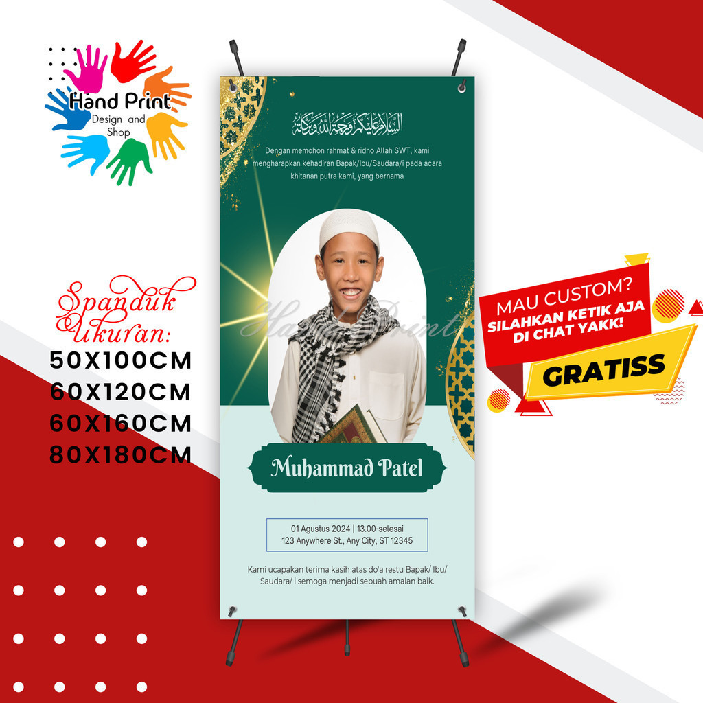 Cetak Spanduk Banner Khitanan Syukuran Sunatan B MMT Spanduk Custom 60x160