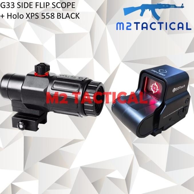 PAKET EOTECH G33 MAGNIFIER SIDE FLIP SCOPE + HOLO XPS EOTECH 558 DUMMY