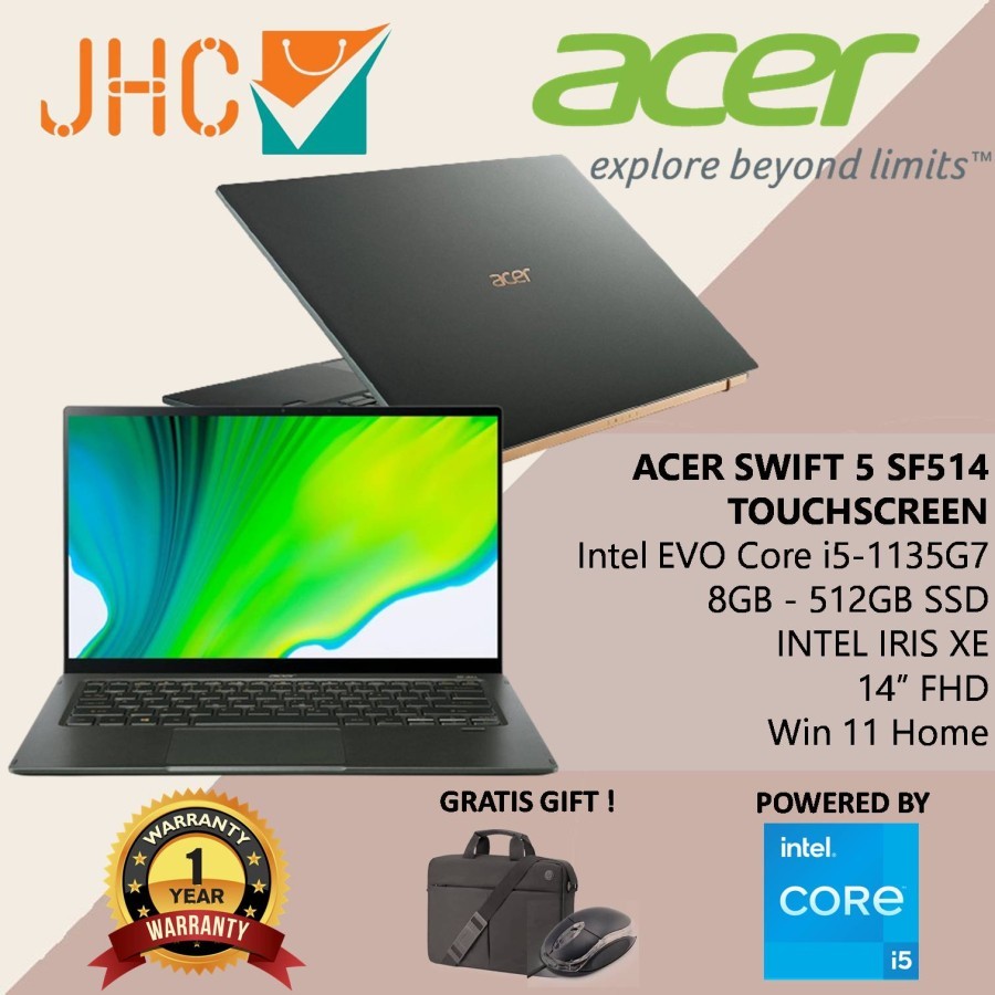 Laptop ACER SWIFT 5 SF514 TOUCH i5-1135G7 8GB 512GB SSD W11 14"FHD IPS
