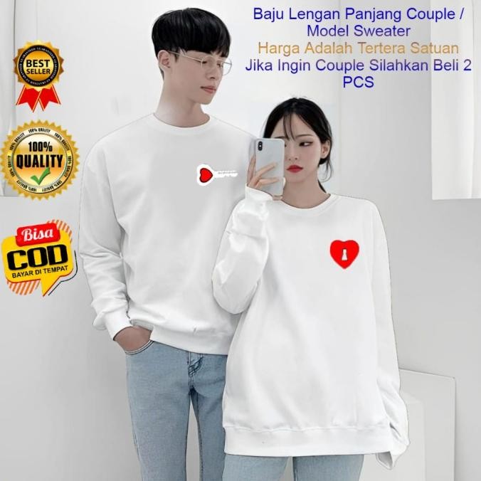 Baju Kaos Couple Pasangan Pacar Kunci Love / Lengan Panjang Couple Distro Model Sweater / Baju Kapel