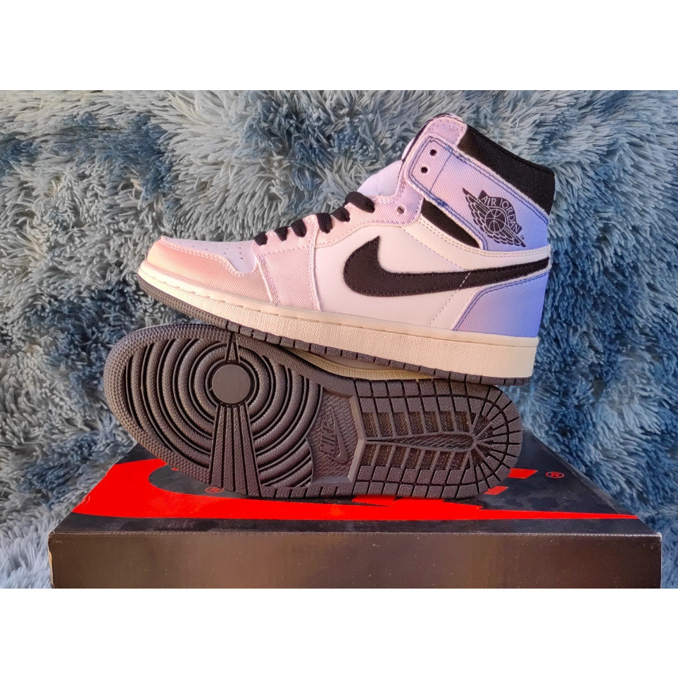 Jordan 1 Sepatu Olahraga Fashion Premium Retro Gradien Biru Merah Muda Sepatu Kasual Pria Wanita RT7