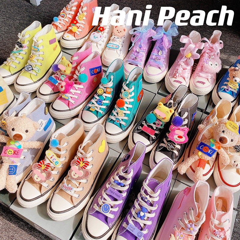 Sepatu Roda Kanvas High-Top Wanita Dewasa Baru Sepatu Roda Anak Perempuan Boneka Kartun Lucu dengan 