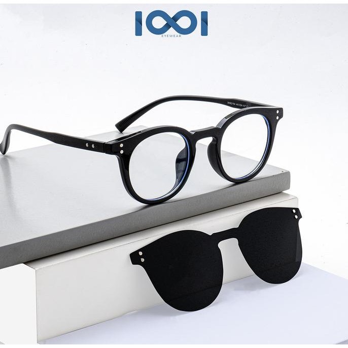 Kacamata Hitam Sunglasses Clip On Anti UV400 Bulat Pria Wanita - IOOI 82104 .