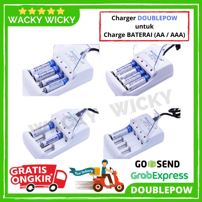 Batre Baterai Battery Charger Casan Doublepow + Bonus Baterai AA & AAA