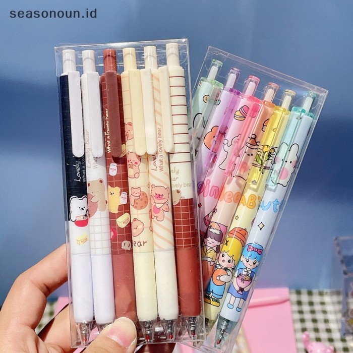 

Vee Seasonoun 6Pcs Pulpen Lucu Alat Tulis Perlengkapan Sekolah Kawaii Gel