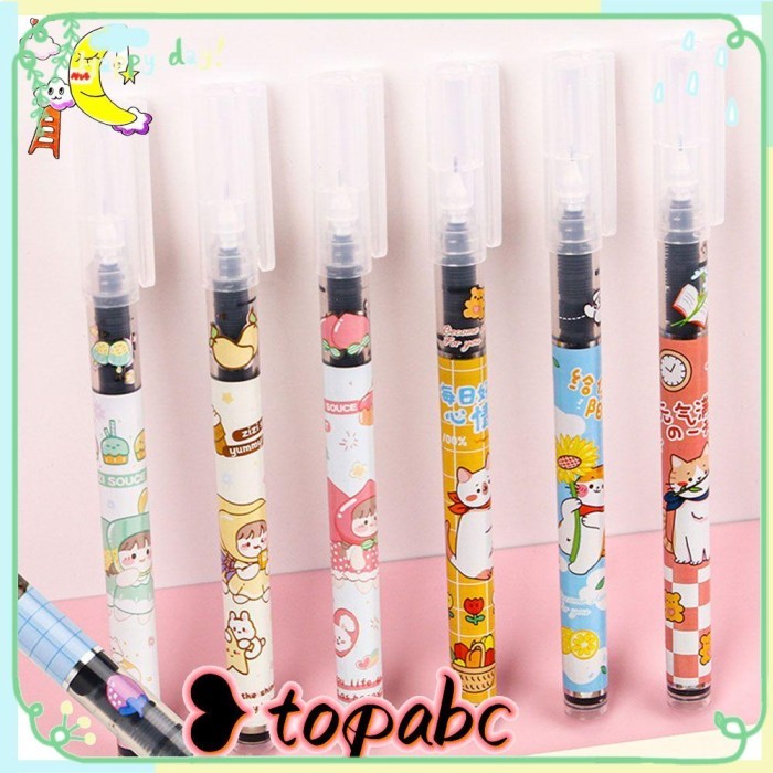 

Vee Top 6Pcs/Set Pena Bola Rol Cair Lurus Baru Perlengkapan Kantor Sekolah