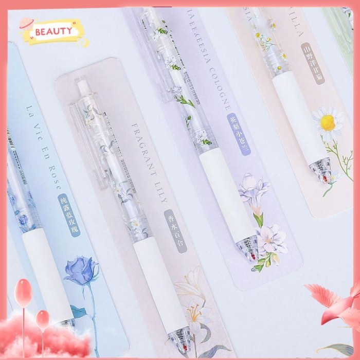 

Vee Beauty 6Pcs/Set Pena Gel Perlengkapan Kantor Sekolah Alat Tulis Bunga