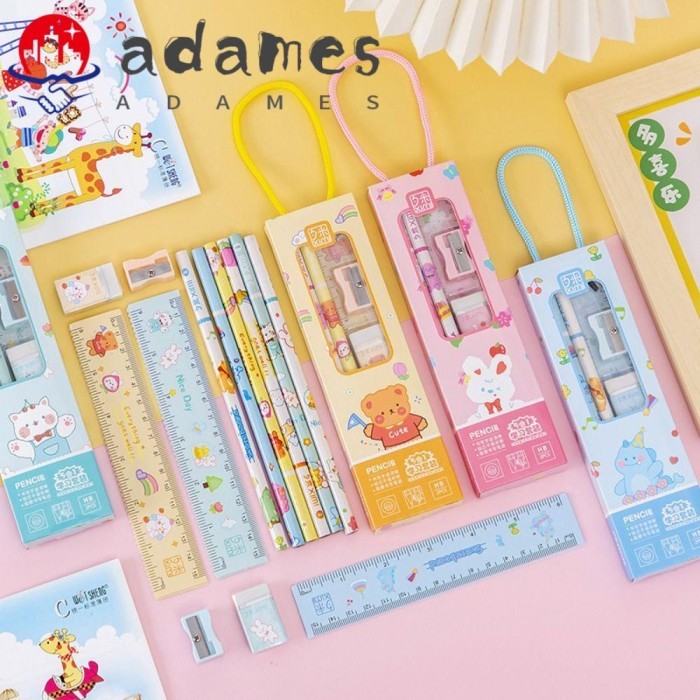 

Vee Adames Penggaris Penghapus Pensil Set 5Pcs/Set Perlengkapan Sekolah Tk