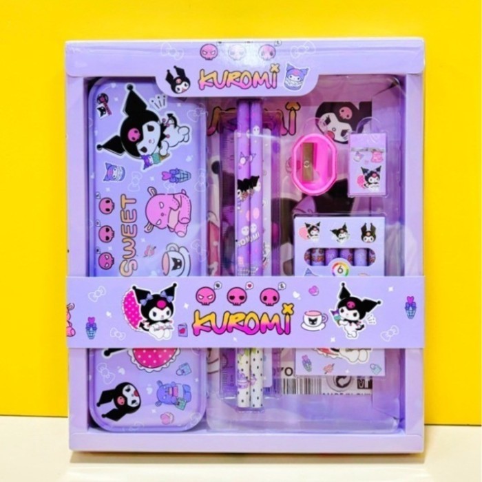 

Vee Kotak Pensil Anak Set 7 In 1 Stationery Hadiah Anak Sanrio Alat Tulis Set Kuromi My Melody /
