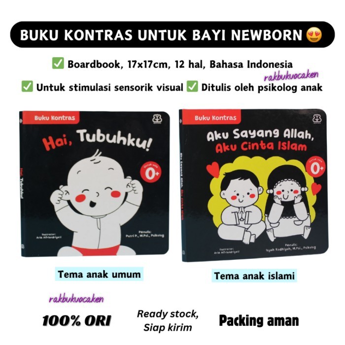 

Bana Boardbook Buku Bayi Newborn Buku Anak Kontras - Buku High Contrast: Hai, Tubuhku! / Aku Sayang