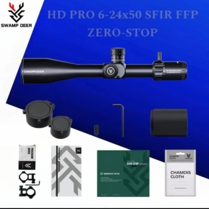 Ready Stok-Teleskop Swampdeer HD PRO 6-24x50 SFIR FFP ZERO-STOP Free Long Sleeve