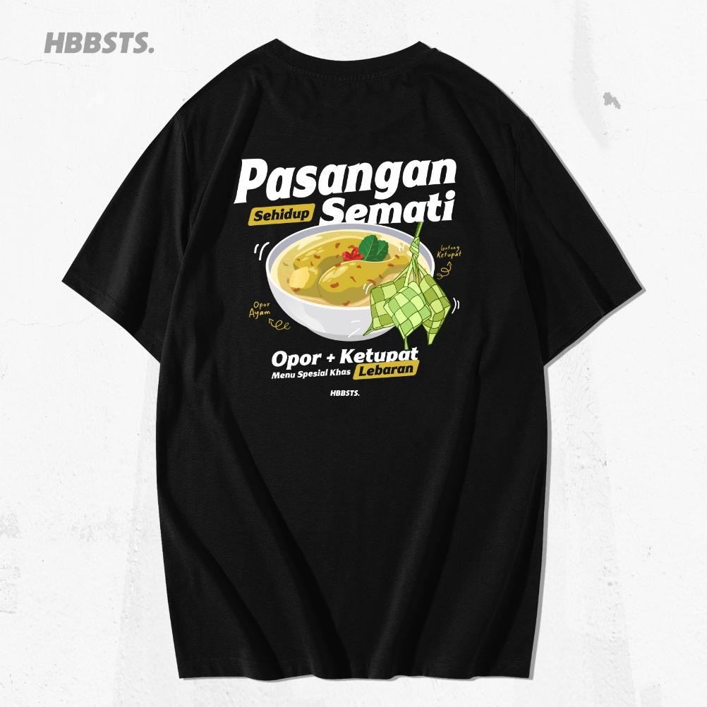 Promo Hobbies Tees Tshirt Lebaran Opor + Ketupat Black Kaos Lebaran