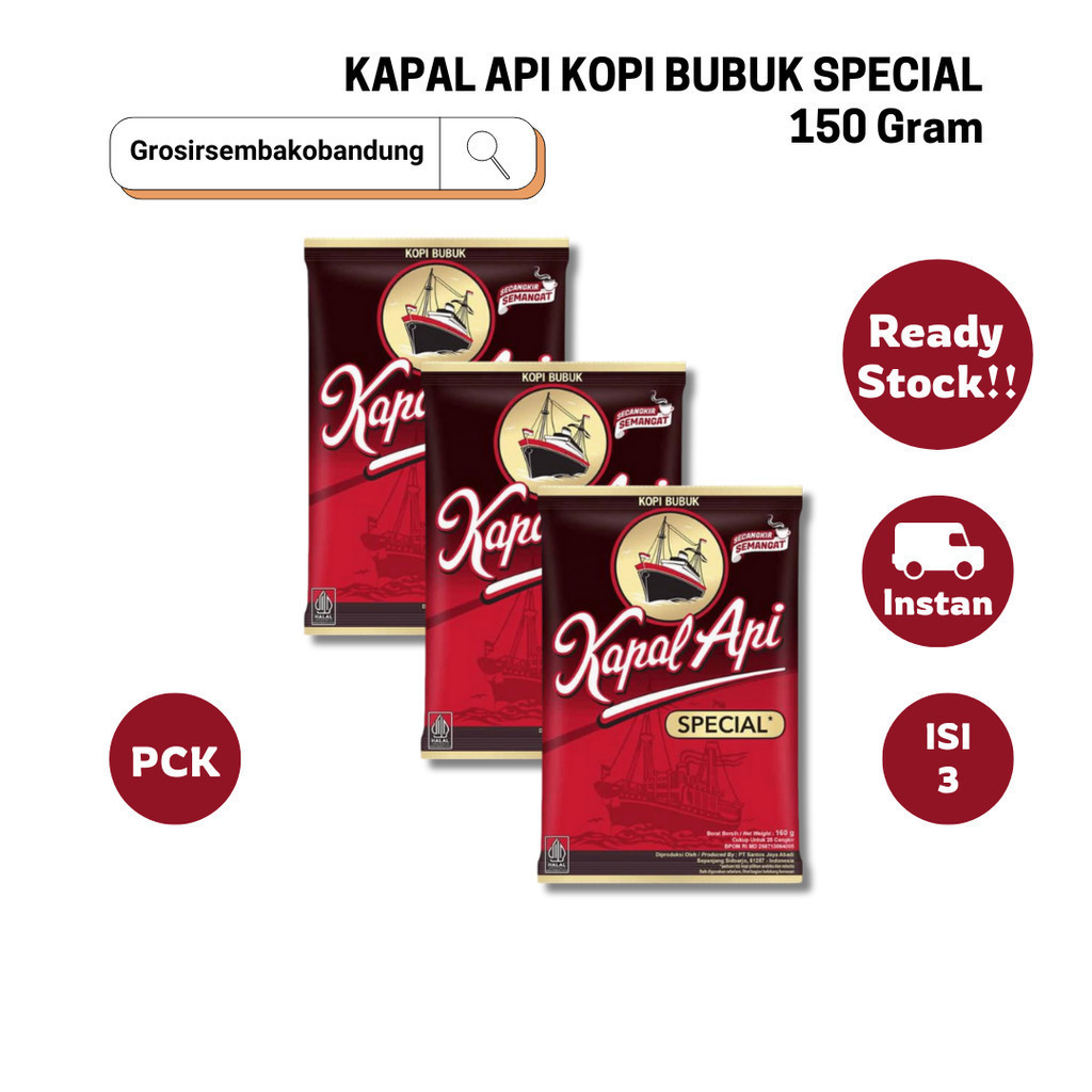 

KAPAL API KOPI BUBUK SPECIAL PCK 160/150g - 3 Pcs - KOTA BANDUNG