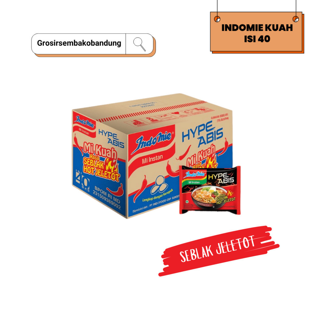 

INDOMIE MIE INSTANT HYPE SBLAK HOT JLETO PCK 75g - 1 Dus - Kota Bandung
