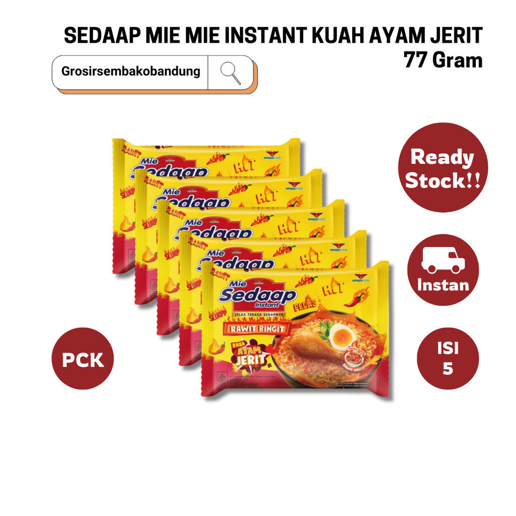 

SEDAAP MIE MIE INSTANT KUAH AYAM JERIT PCK 77g - 5 Pcs - Kota Bandung