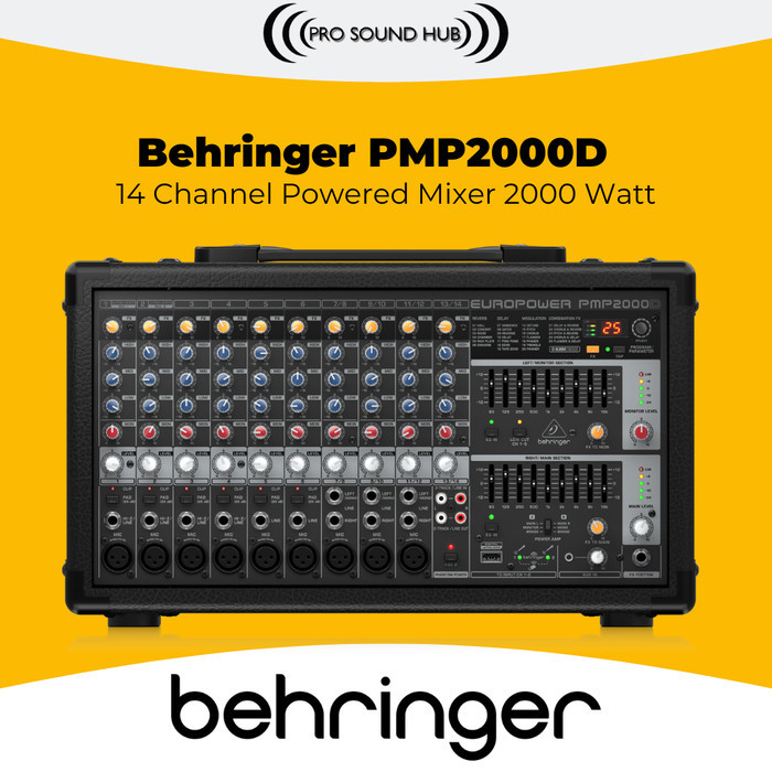 Behringer PMP2000D PMP2000 Powered Mixer Power 14 Input 2000 Watt