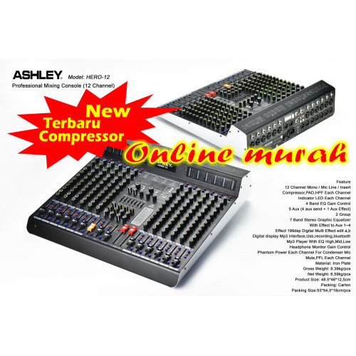 mixer ashley hero 12 ashley hero12 12 channel garansi resmi