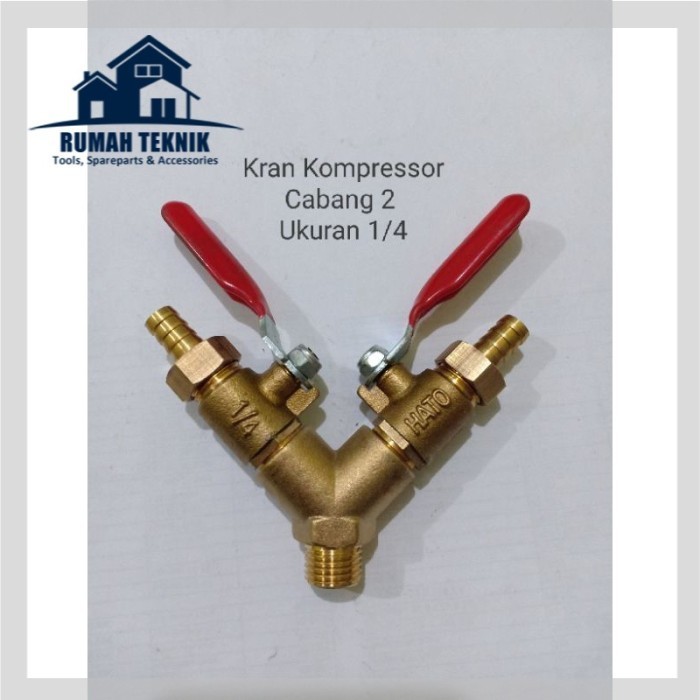 Kran Kompresor Angin 1/4 Inch Cabang 2