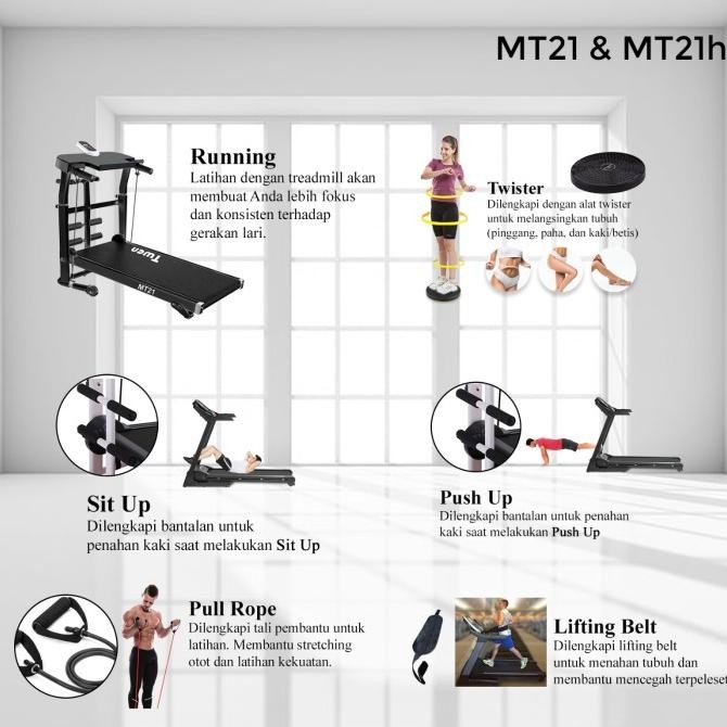 Treadmill Manual Alat Fitness Multifungsi Twen 5 In 1 Twen Mt21 Mt28 Premium Quality