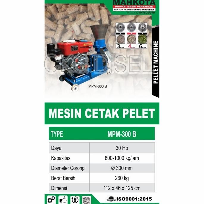 Mesin Cetak Pelet Pambuat Pakan Mpm 300B Mahkota 1000 Kg/Jam Mpm 300 B