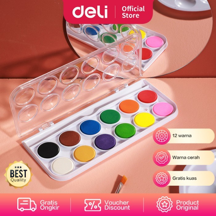 

Sale Deli Watercolor Painting / Cat Air Padat Gratis Kuas Kualitas Ec15-12
