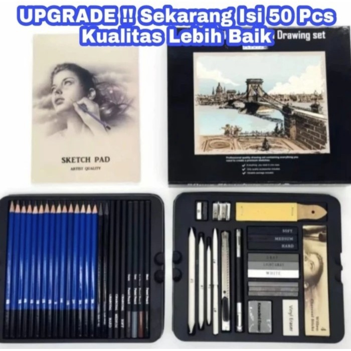 

Sale Sketching 40 Pcs Pencil Set Drawing Kit Tools Pensil Gambar Sketsa Art