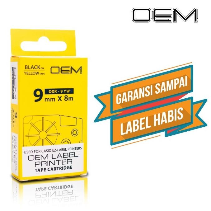

OEM TAPE LABEL 9MM (BLACK INK) FOR USE ON EZ CASIO (COMPATIBLE) ORIGINAL DAN TERPERCAYA