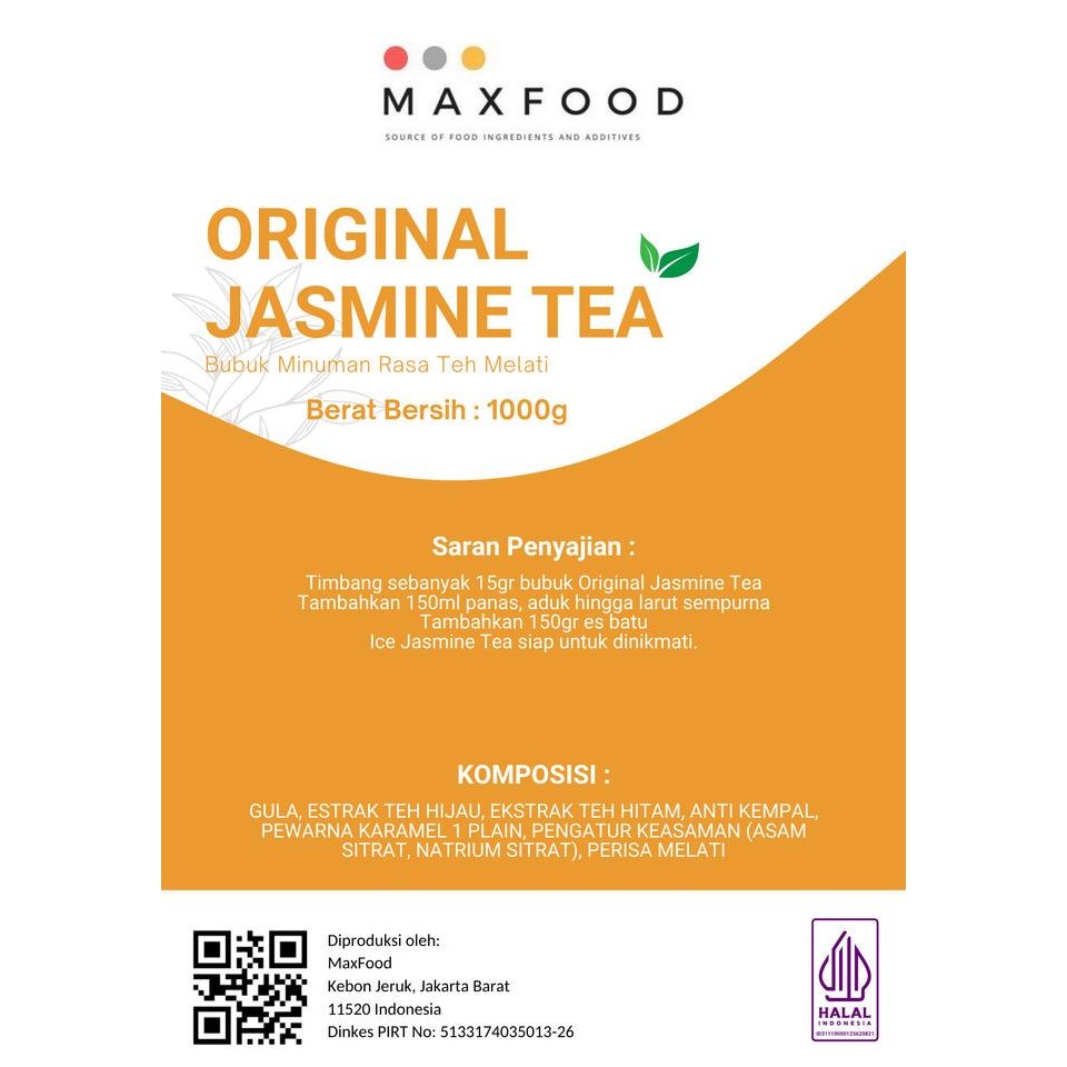

BIG SALE 1KG ORIGINAL JASMINE TEA MAX FOOD / BUBUK MINUMAN TEH RASA MELATI !!!!!