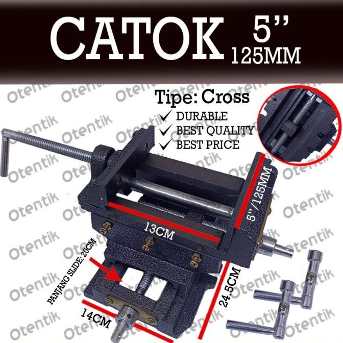 Catok Cross - Catok Silang 5" 125Mm - Ragum Bor Duduk Milling 125 Mm
