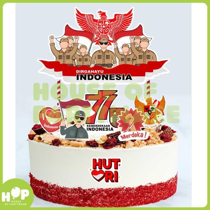 Cake / Tumpeng Topper 17 Agustus / Hiasan Kue / Hiasan Tumpeng MRS03