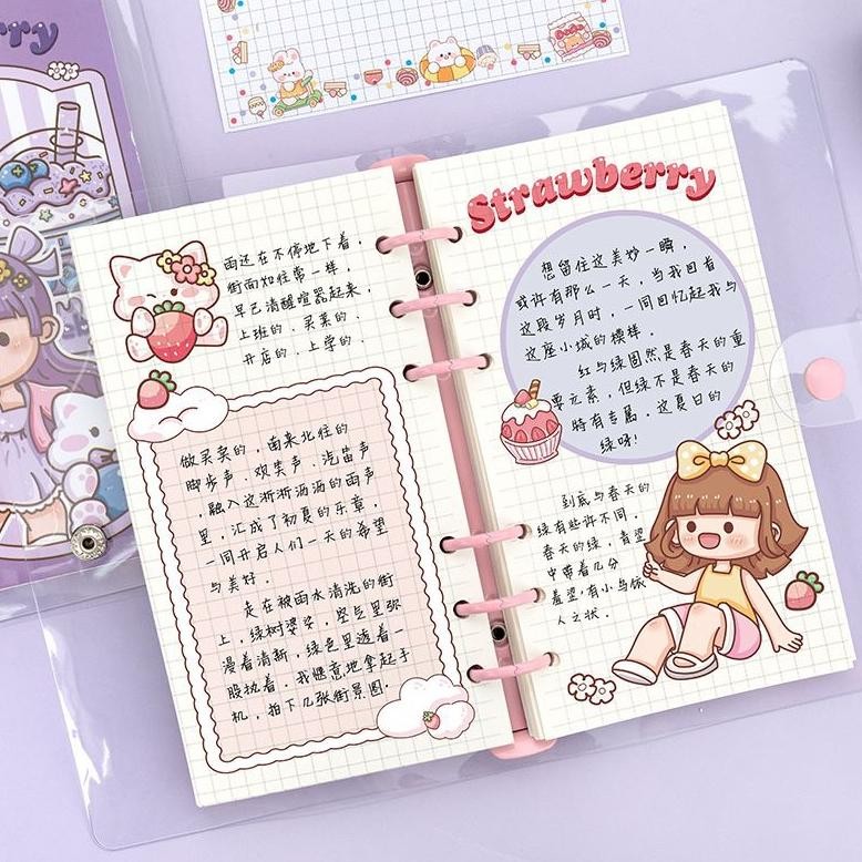 

TERMURAH Buku Binder A6 Aqiao Snackshop Diary Book Journaling 6 Ring Gantungan Acrylic eH-23