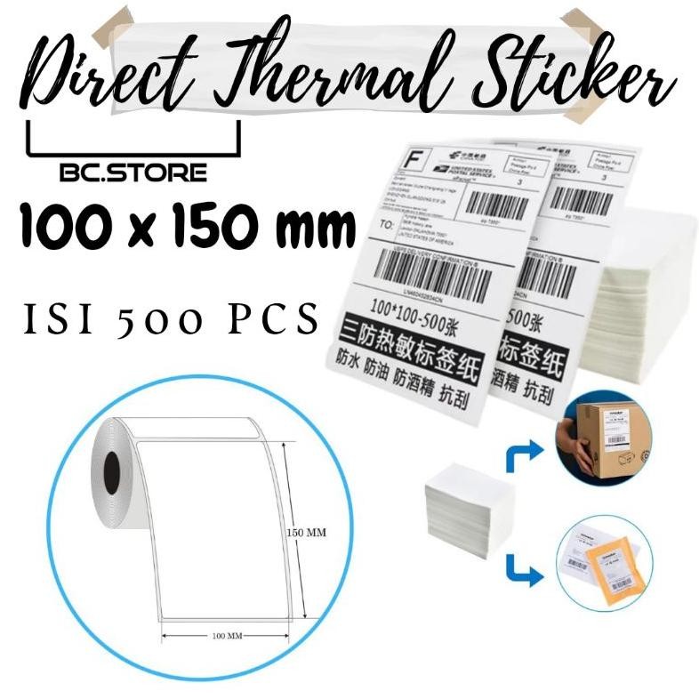 

TERLARIS Kertas Thermal Sticker/Label sticker thermal 100 x 150 MM Barcode UK A6 Murah ad-56
