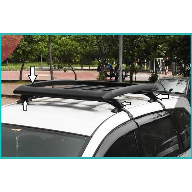 Paket rak bagasi dan cross bar jepit body mobil Brio 2016 140BZ4 acce