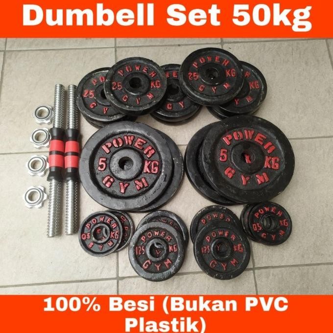 Dumbell Set 50Kg Barbel Besi (Kargo)