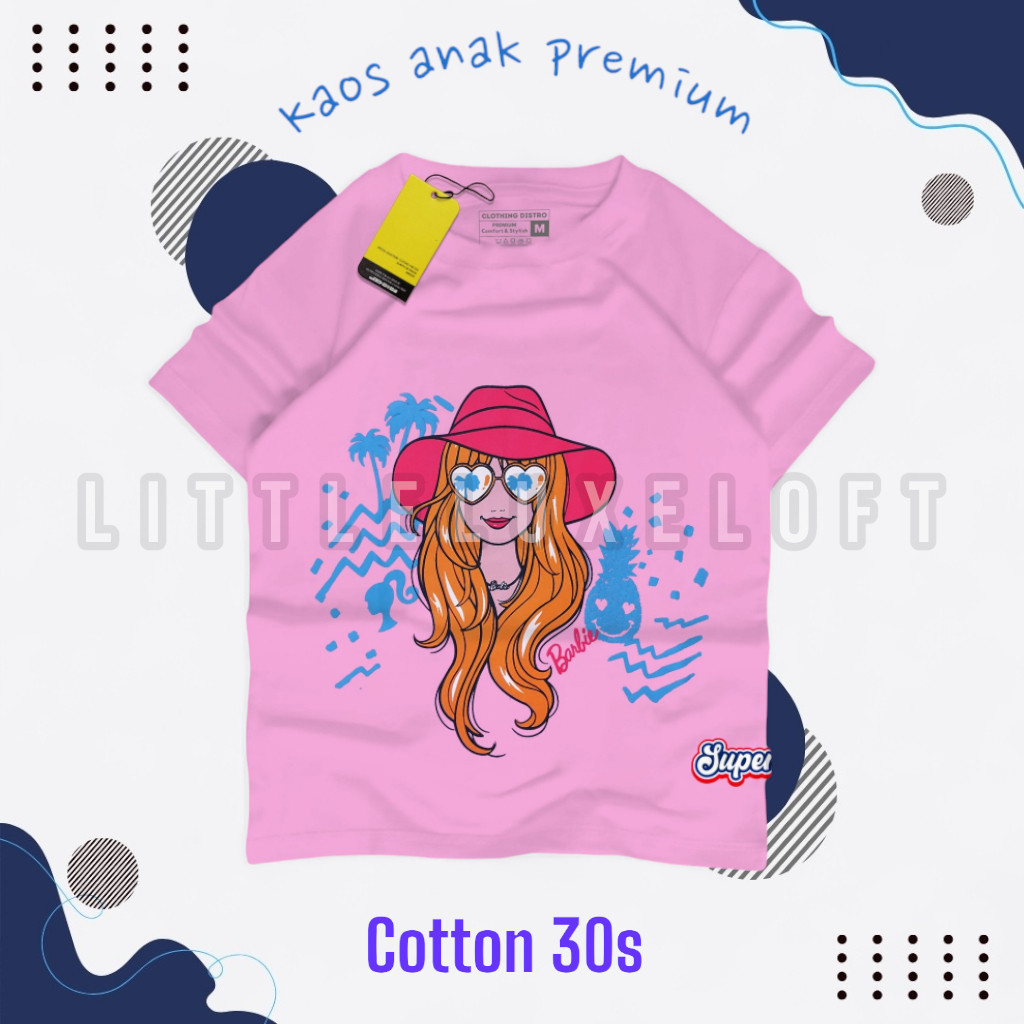 Part 370 Baju Anak Perempuan Tangan Pendek Gambar Barbie Topi Pink Baby Rayintyathreepoint Umur 1 2 