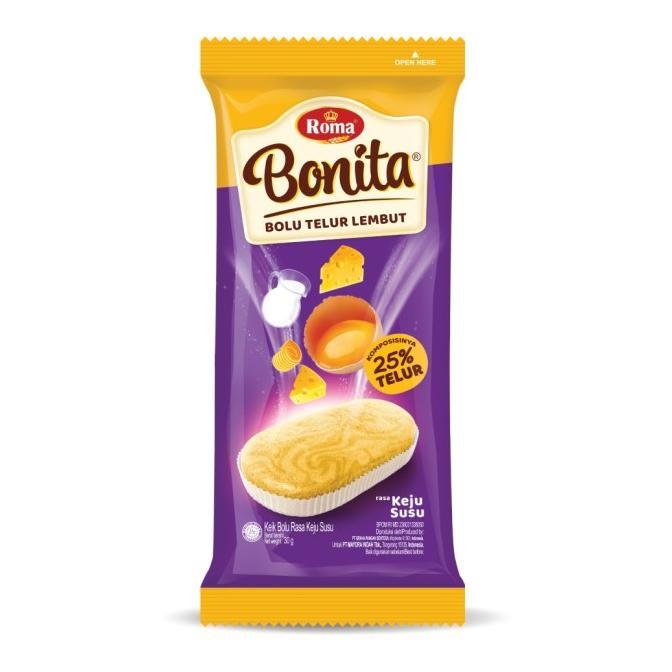 

Roma Bonita Bolu Telur Lembut 30gr Coklat,Keju Susu ,Kelapa Pandan