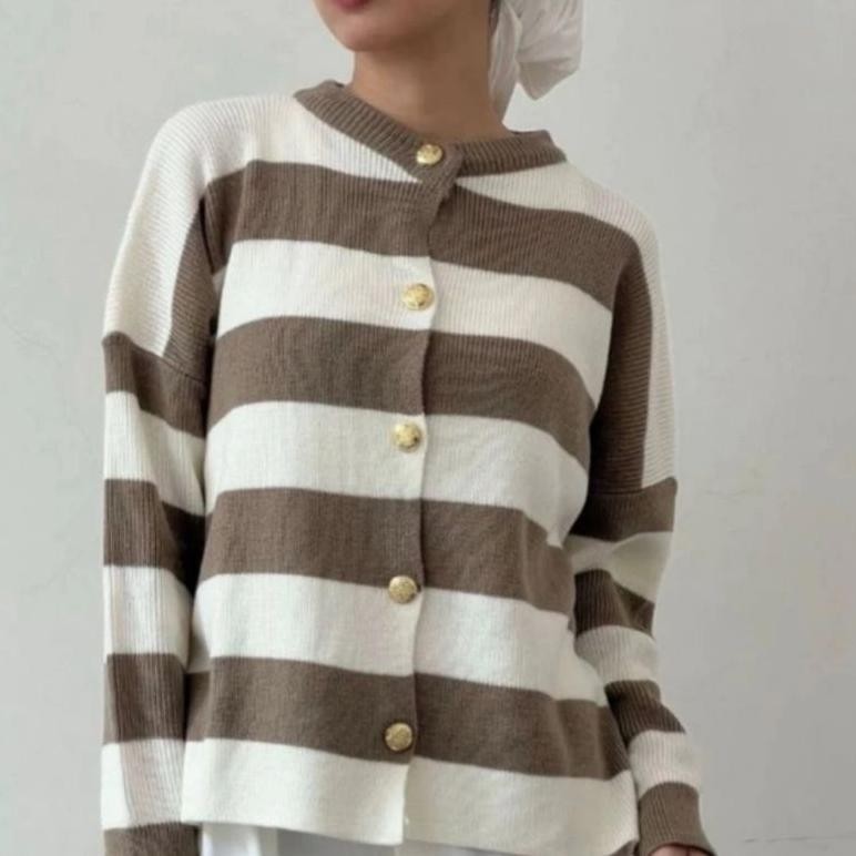 Promo Hectic Alice Knit Cardigan Premium - Cardigan Stripe Wanita Bahan Rajut Premium - Cardy Blaste