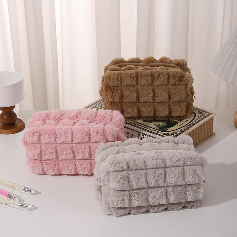 

BISA COD Tepak / Tempat Pensil Sleting Plush Puff Kotak If56