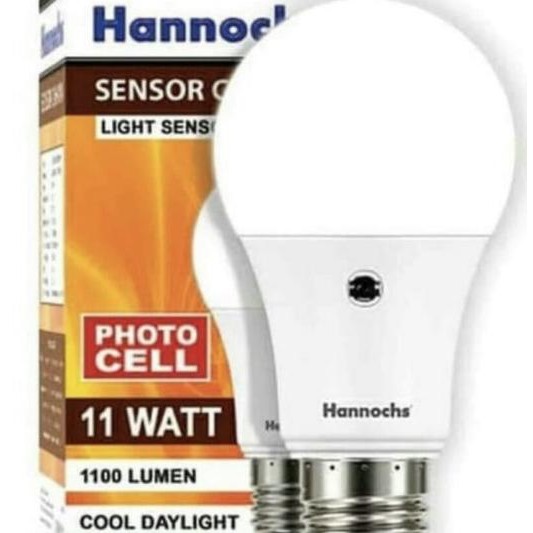 Lampu Sensor Cahaya Otomatis Hannoch Led 11 Watt Putih