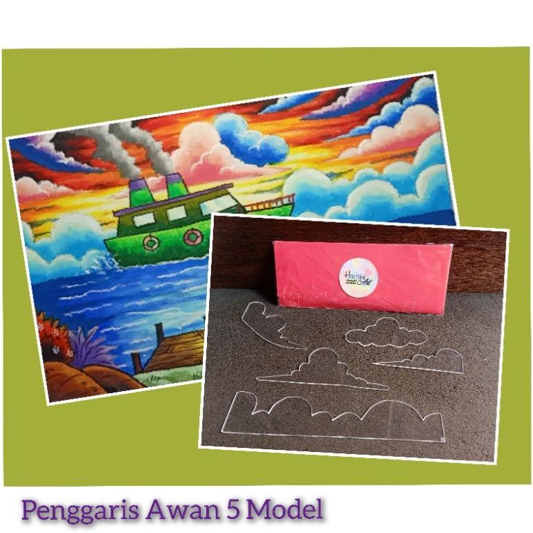 

ORIGINAL Penggaris Awan 5 Model Cetakan Awan Akrilik Peralatan Menggambar h-4