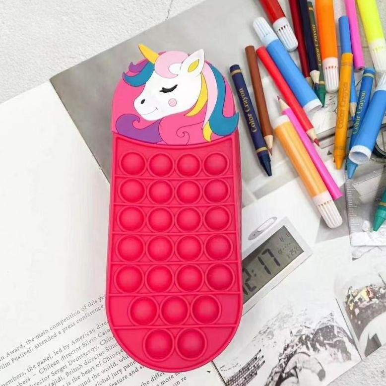 

SPECIAL Tempat Pensil Case Pop It Anak Perempuan Laki Laki Import Kartun Karakter Unicorn Dinosaurus KT78