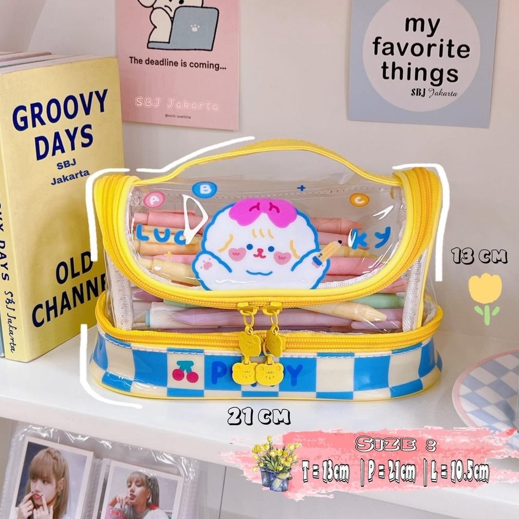 

TERLARIS Tempat pensil anak perempuan cewek Pencil case kapasitas besar waterproof Puppy Tulips As23
